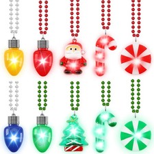 10pcs Christmas Light up Necklace LED Bead Bulb Party Decor