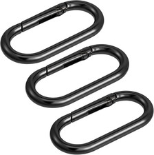 3 Pcs Spring O Ring Clip for Purse, Metal Oval Key Ring Clip Black Bag Charm Cli