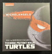 2024 TEENAGE MUTANT NINJA TURTLES-MICHELANGELO .9999 1oz $1 Proof Silver Coin