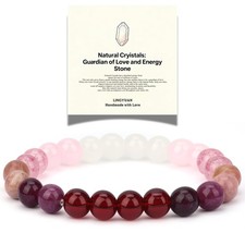 Natural Gemstone Bracelet for Love  Protection, 8mm Beaded Stretch Bracelet for