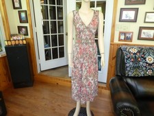 Soprano~Green/Coral Multi Floral Sleeveless Midi Dress~Small~Polyester~N/W/O/T