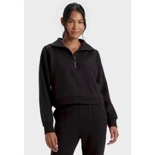 NWT All In Motion Women's Core Fleece 1/2 Zip Sweatshirt Athletic Black Size XS