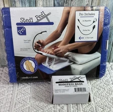 New Stedi Pedi Pro At Home Easy Pedicure Foot Angled Stand Light Fan Magnifier