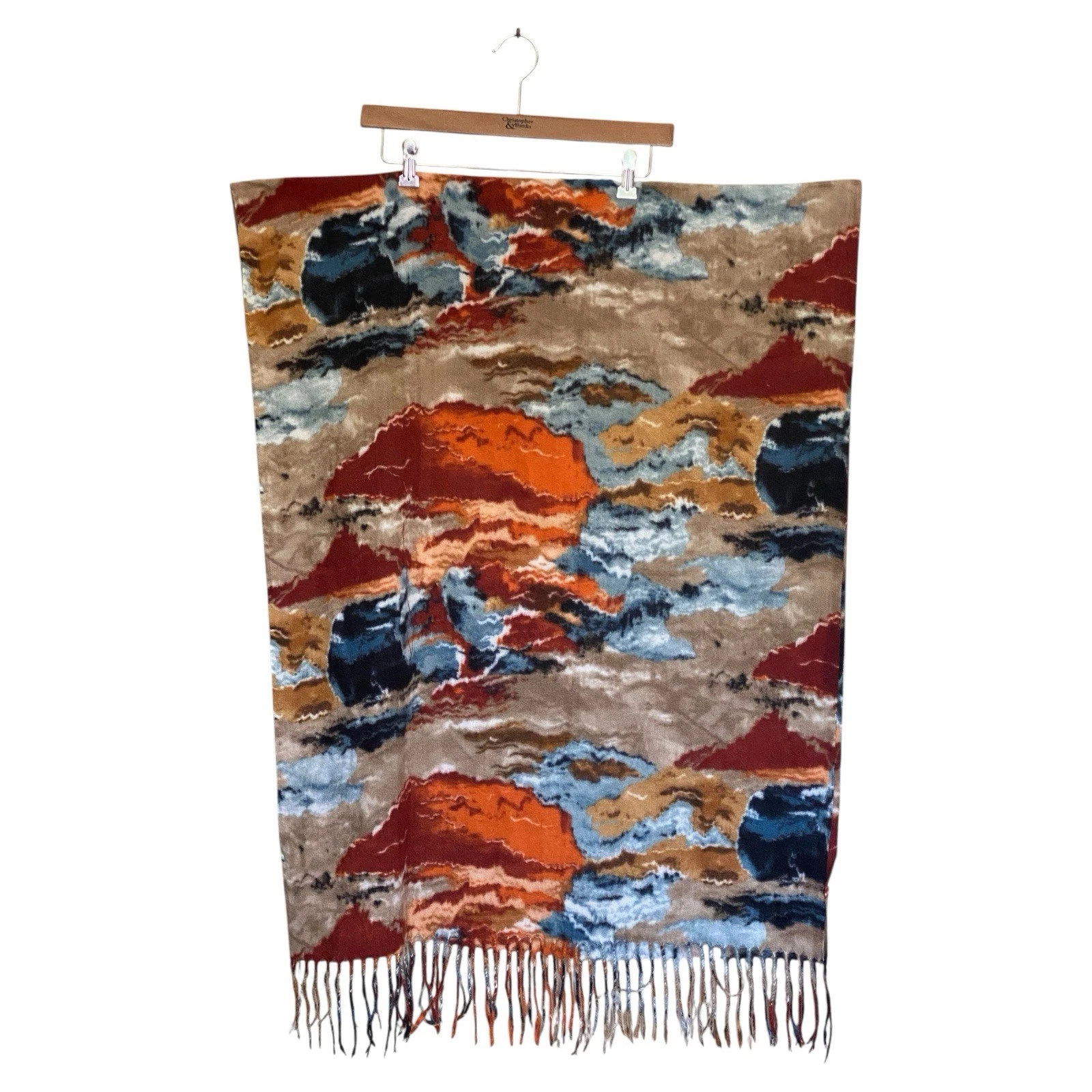 Pretty Persuasions Women's Scarf Colorful Brown Rust Blue Gray 28x72 Polyester