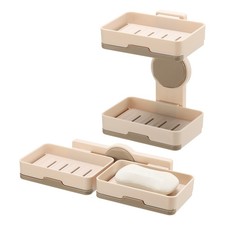 Double Layer Soap Dish Sponge Holder for Shower Kitchen, Khaki