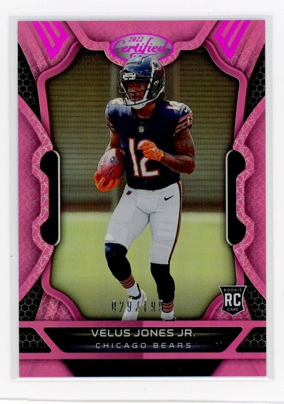 2022 Panini Certified #131 Velus Jones Jr. Mirror Pink #/199