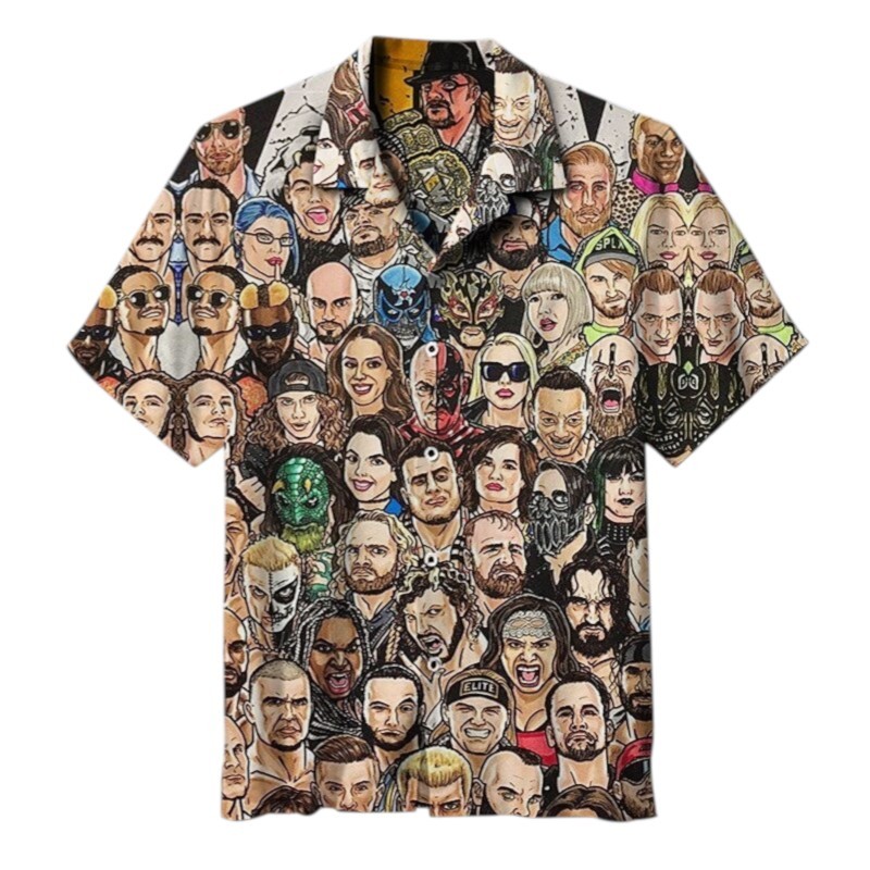 Aew Roster Short Sleeve Hawaiian Shir | eBay