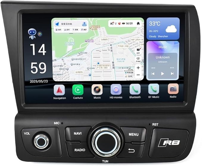 8" Android 13 Car Radio Touch Screen GPS Stereo For Audi R8 2007-2015 Head Unit