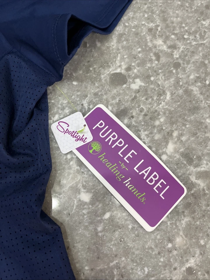 Healing Hands XL Scrub Top Blue Pin Dot Pattern NWT - Image 2 of 4