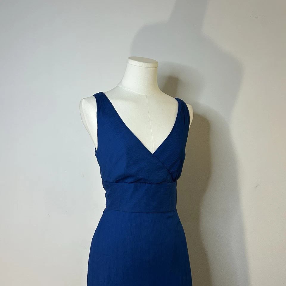 NUEVO SIN ETIQUETAS J. Vestido Crew Ocasiones Especiales Azul Seda 36 Pulgadas Busto Mujer’s 10  Foto 4 de 4