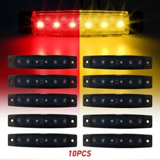 10X 3/4" Marker LED Lights Truck Trailer Round Side Mark Light Amber/Red Smoked