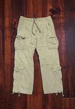 Baggy Cargo Aeropostale Pants Men  s Sz L Beige Zip Pockets Retro Y2k
