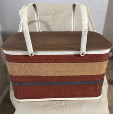 Vtg Redmond Woven Picnic Baskets Metal Handles.