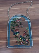 Bleiglas mit Kette - Vogel Vögel Blaumeise Jelängerjelieber Geißblatt
