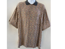Vintage Pierre Cardin Mens SIze XL Khaki Short Sleeve Shirt Knit Collar Rayon