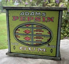 c. 1914 Adams Pepsin Tutti Frutti Gum Tin Country Store Display / Storage Box