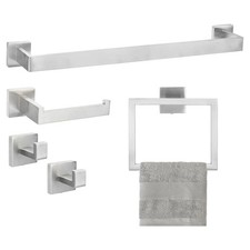 5 Piece Bathroom Hardware Accessories Set with 23.6" Towel Bar - Brushed Nickel