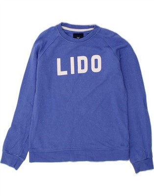 Crew Clothing Damen Grafik Sweatshirt Pullover UK 12 mittelblau Baumwolle BL14