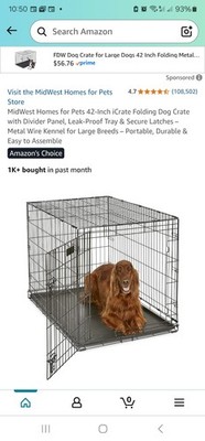 MidWest iCrate 42 Inch Heavy Duty Dog Crate with Divider Secure Design Large ...