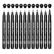 12 PCS Black MicroPen Fineliner Ink Pens Waterproof Archival Fine Tip