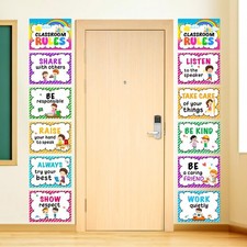 12PCS Classroom Rules Posters Behavior Educational Manners Chart Positive Exp...
