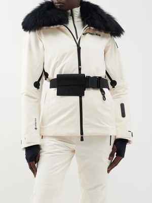 Moncler Grenoble Vizelle Off-White Ivory Lamb Fur Down Puffer Ski