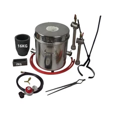 16KG Propane Smelting Furnace Kit with Dual Forge Burners, Includes Crucible,...