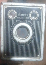 Ansco Shur Shot Vintage Black Box Camera for 120 Film