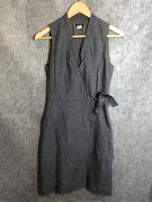 J.Crew Dress Womens 0 Gray Linen Sheath Wrap Sleeveless Career Office Minimalist