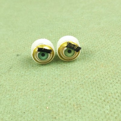 Vintage Kunststoff Kapselaugen, hellgrün, Augengröße 0,47'' / 12 mm, blinzelnde Augen