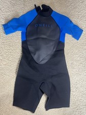 O'Neill Youth Reactor-2 2mm Back Zip Short Sleeve Spring Wetsuit,Black/Ocean, 16