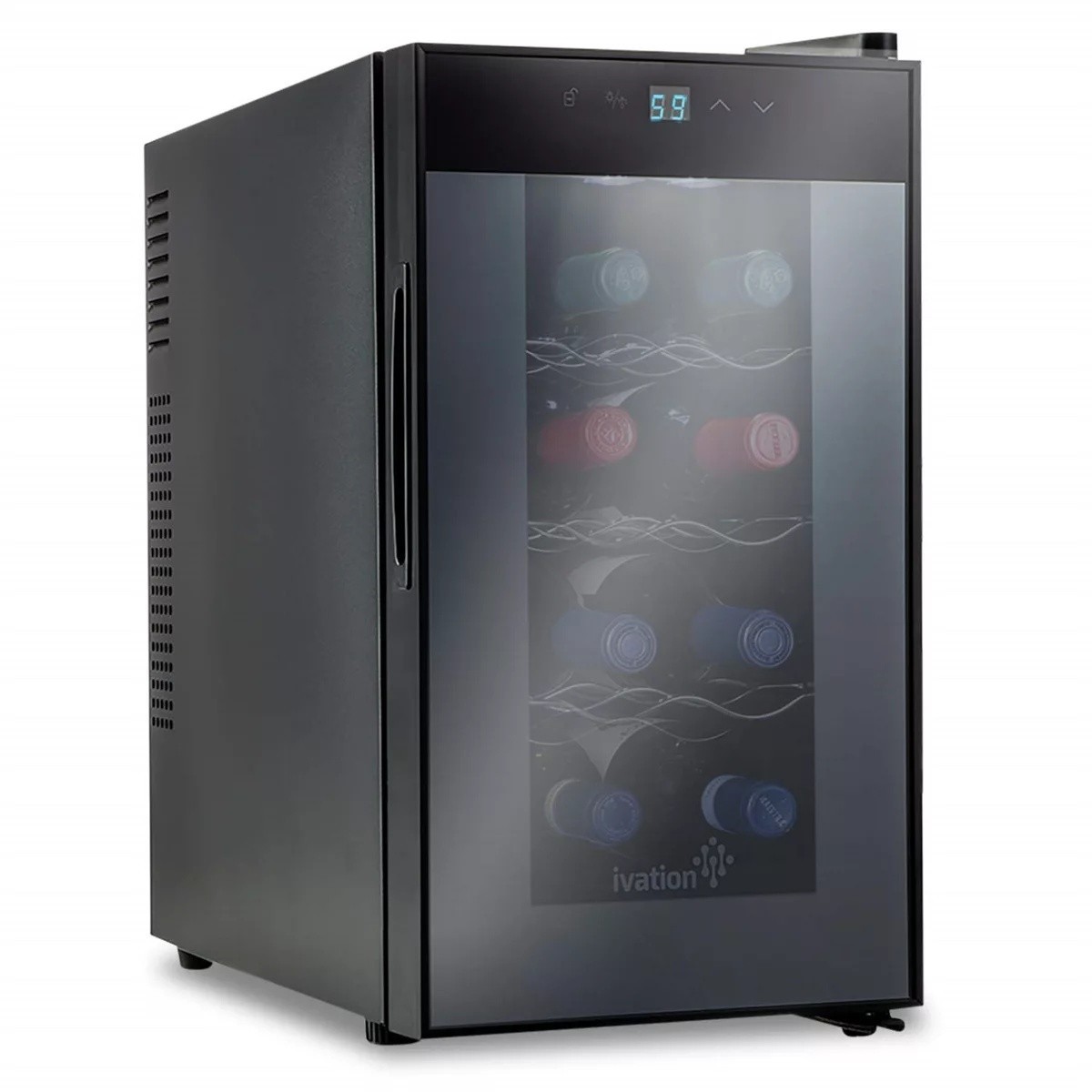 Ivation 8-Bottle Wine Fridge Freestanding, Thermoelectric Wine Cooler, Black