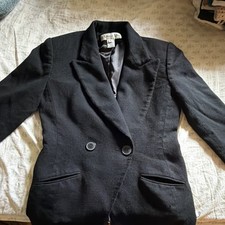 Christian Dior Women's Black Double-Breasted Wool Blazer Jacket Pockets Lined 4
