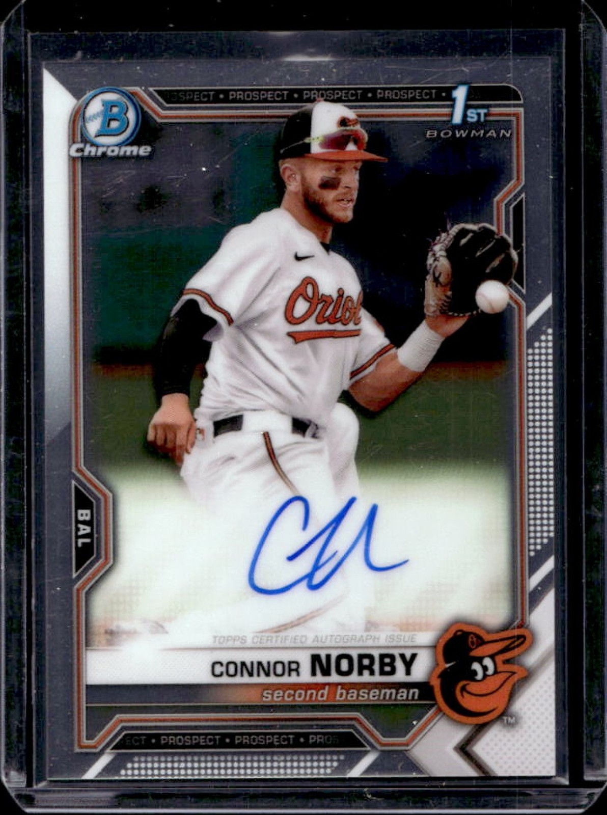 2021 Bowman Draft Connor Norby Chrome Auto 1st Prospect #CDA-CN Orioles