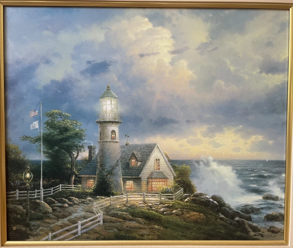 THOMAS KINKADE A Light in the Storm G/P 帆布 261/990 签名正品认证 24x20 — 第 2/4 张图片