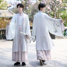 White Fairy Martial Hanfu Men Women Carnival Event Stage Show Vintage Male Dress