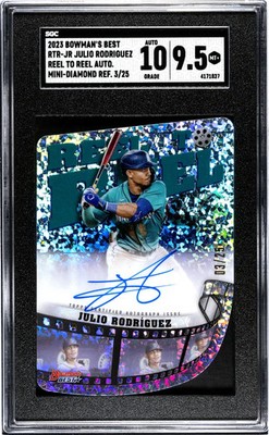 2023 Bowman's Julio Rodriguez #RTR-JR Mini Diamond Refractor SGC 9.5 Auto 10