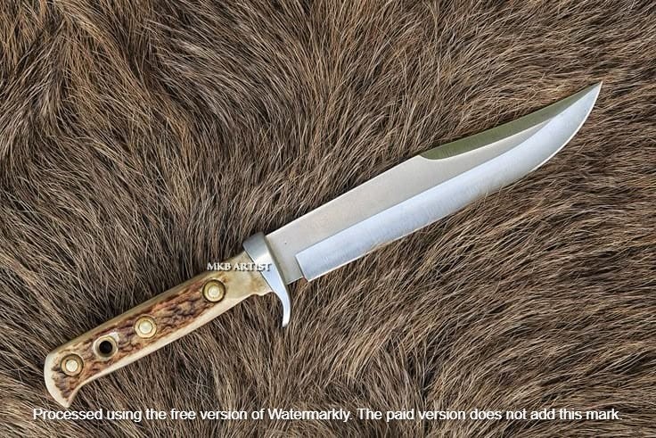 Hand Crafted Puma Hunter Bowie Orginal Stag German 1095 Steel Knife W/Sheath