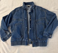 Women's Relaxed Bomber Denim Jacket - Universal Thread M Blue
