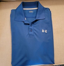 Men's Under Armour Blue Polo Shirt Large with Flaws