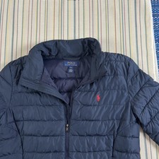 Polo Ralph Lauren Jacket Kids Large 14-16 Blue Quilted Puffer Full Zip Winter