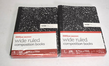 Office Depot Composition Book 7-1/2" X 9-3/4" Wide Ruled 100 Sheets Lot of 6