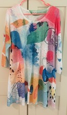 Et Lois M Women Abstract 3/4 Slv Knit Sheath Dress Multicolor Pockets USA Made