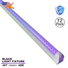 Black Light Fixture UV LED 4FT 40W Ceiling Mount Glow Party Stage Lighting 12Pcs