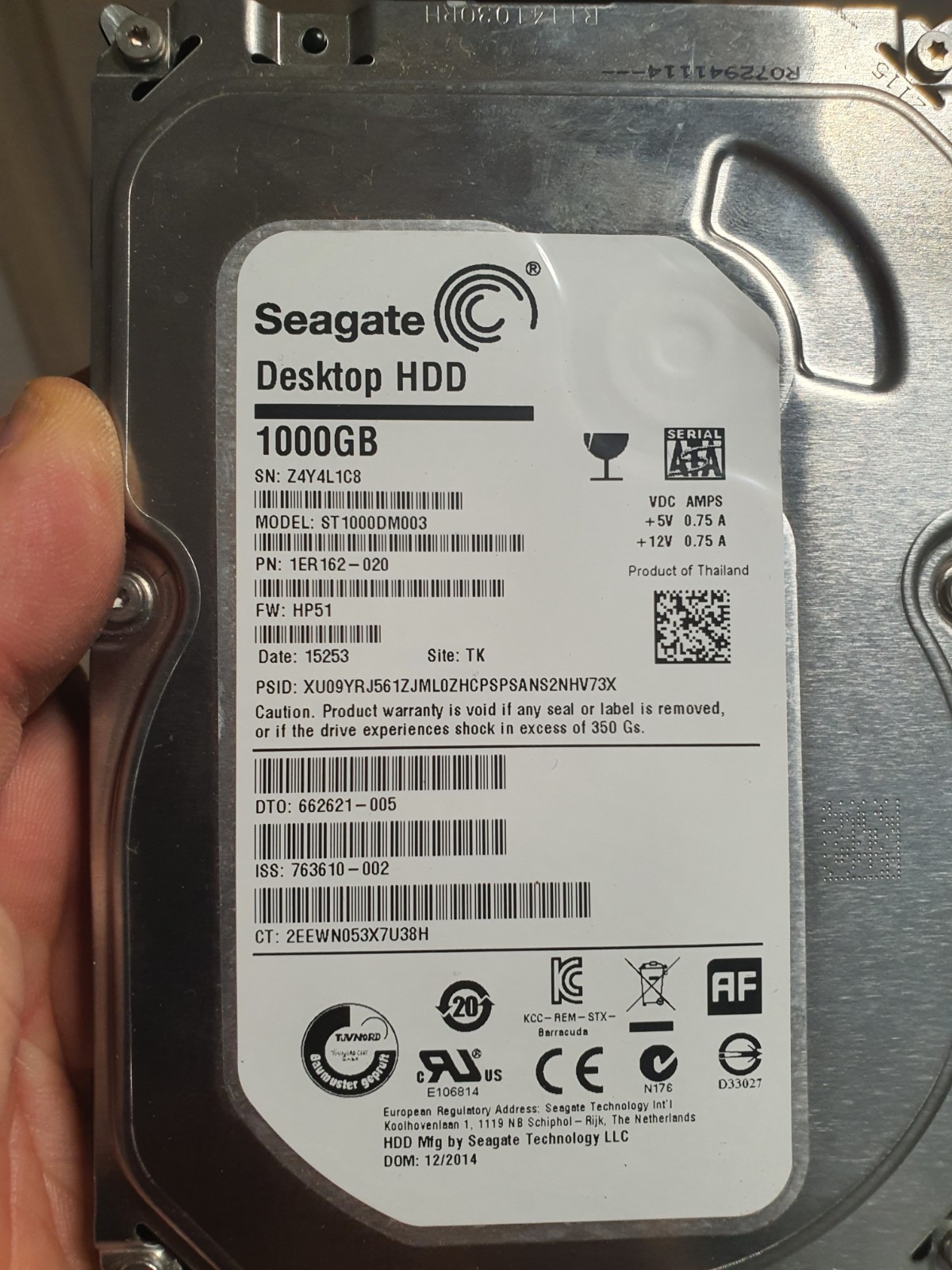 Disco Rigido HD SEAGATE ST1000DM003 1TB 64MB 7200RPM SATA III