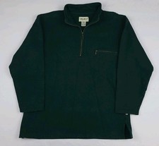 Vintage Eddie Bauer Zip Pullover Pocket Sweatshirt Dark Green Outdoor USA Blank