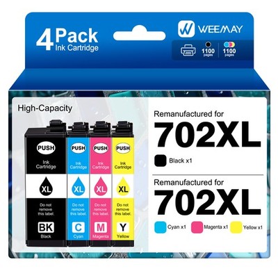 4PK 702XL T702XL Ink Cartridges For Epson WorkForce Pro WF-3720 WF-3730 WF-3733