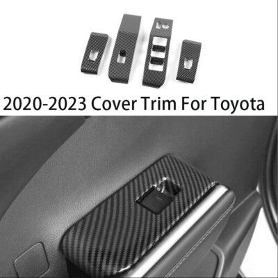 Window Lift Panel Switch 2020-2023 Cover Trim For Toyota Highlander Carbon Fiber