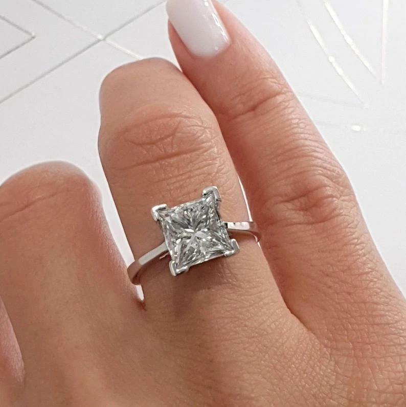 3 carat moissanite princess cut deals