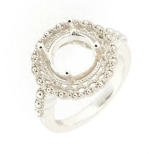 Art Deco Style Sterling Silver Semi Mount Ring Setting Round RD 9x9mm R110W